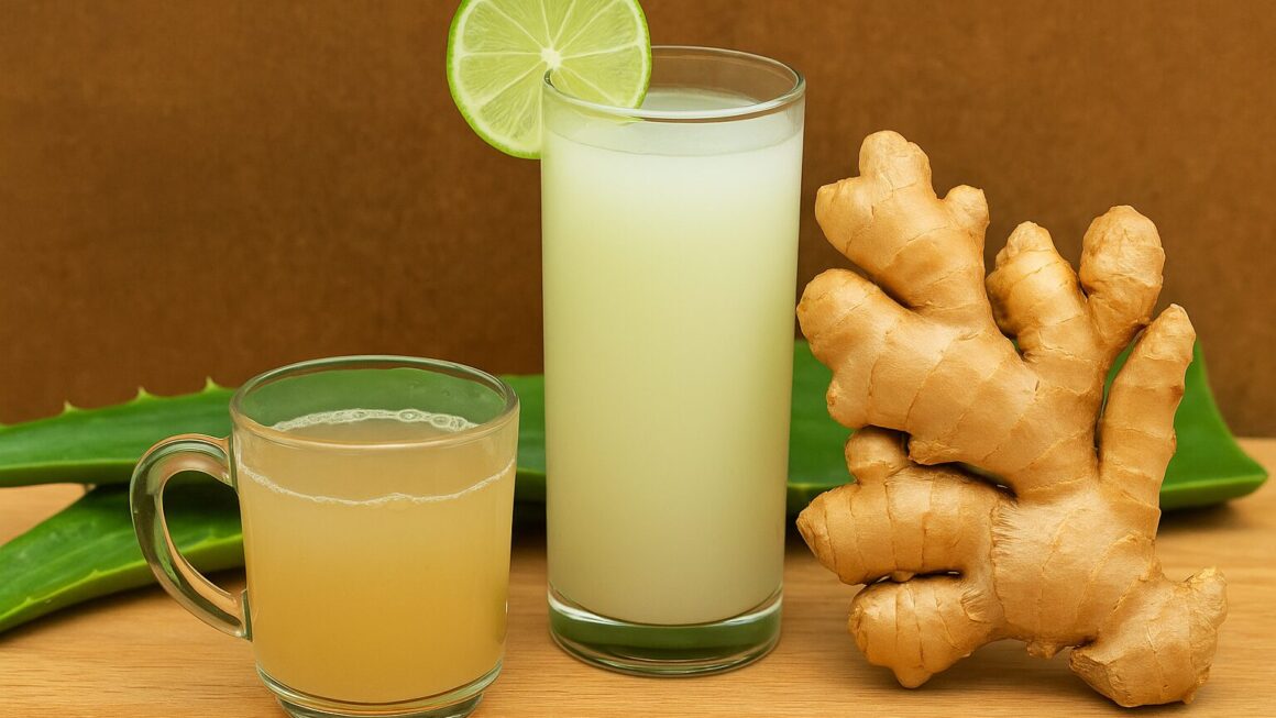 agua de aloe vera con jengibre