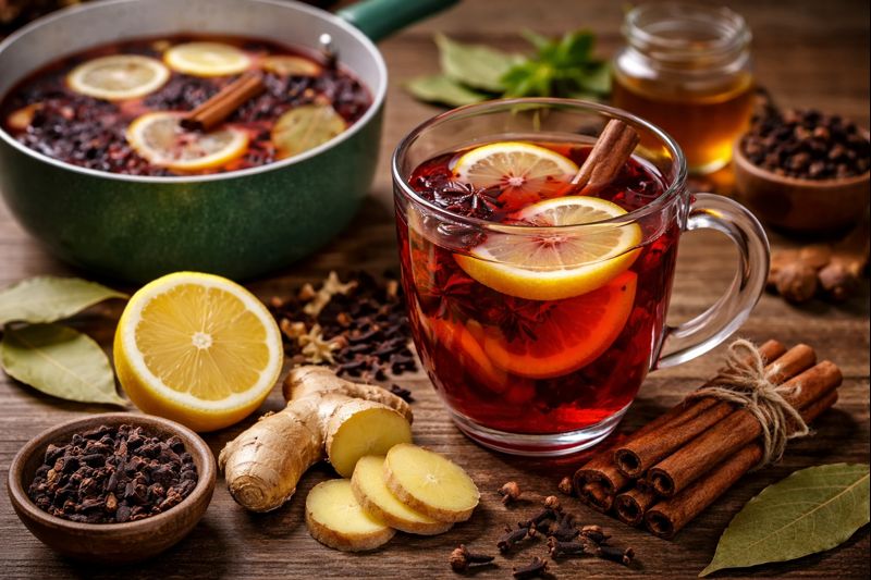 té de hoja de la bahía y hibisco