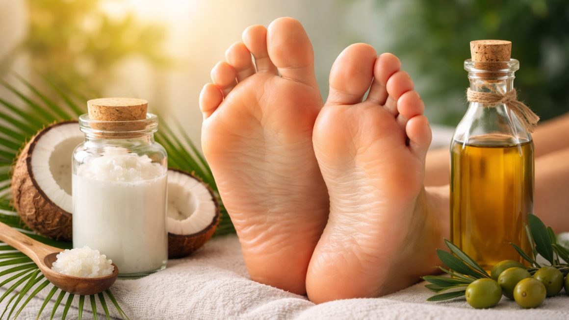 aceite en las plantas de los pies