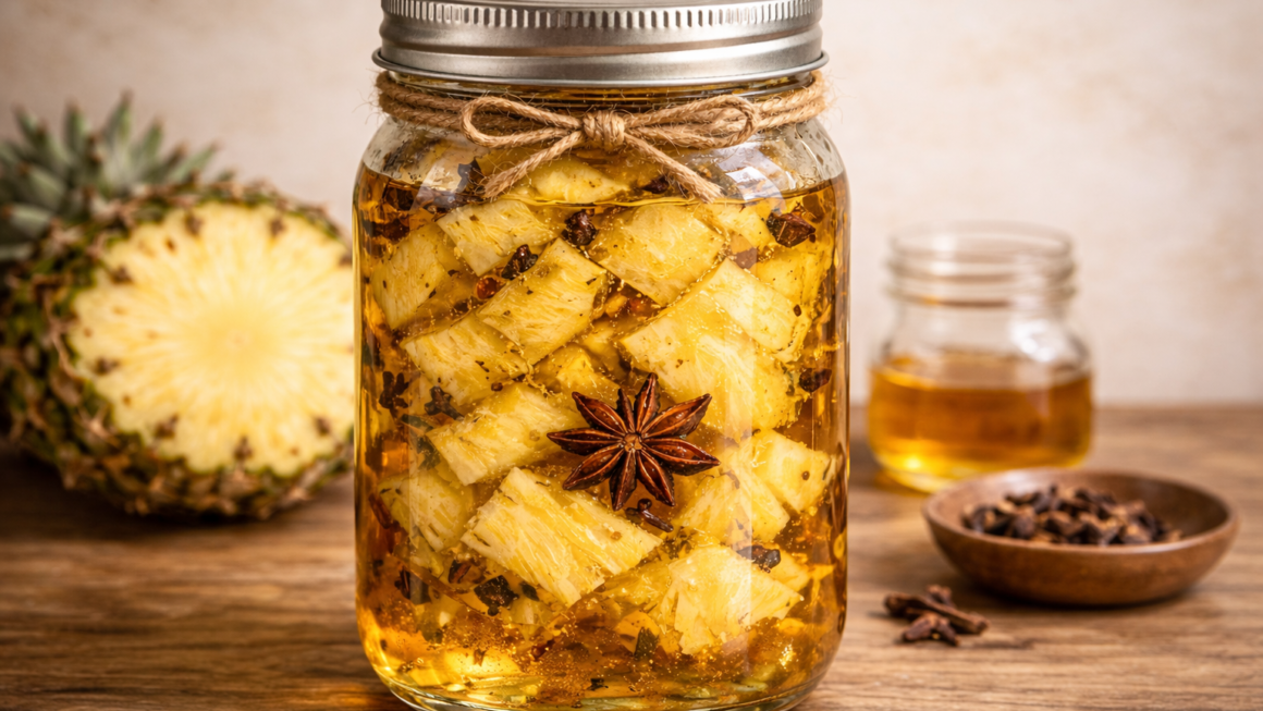 cáscara de piña con clavo