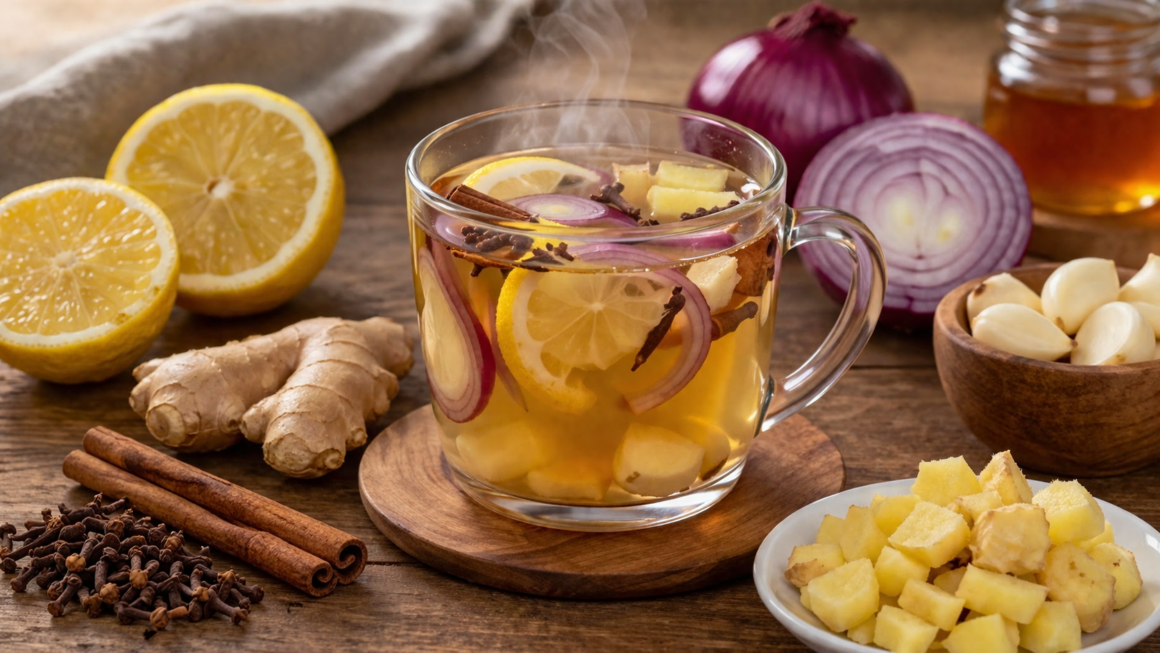 té de jengibre y ajo