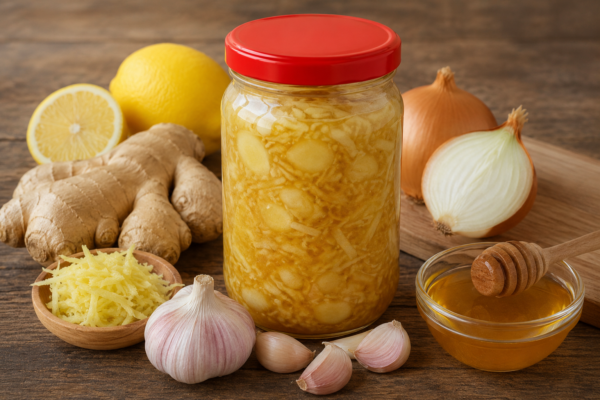 Remedio Casero de Jengibre, Ajo, Limón, Cebolla y Miel: Propiedades, Beneficios y Modo de Consumo