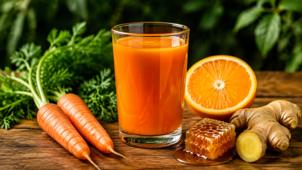 Jugo para limpiar el colon con zanahoria, naranja, jengibre y miel